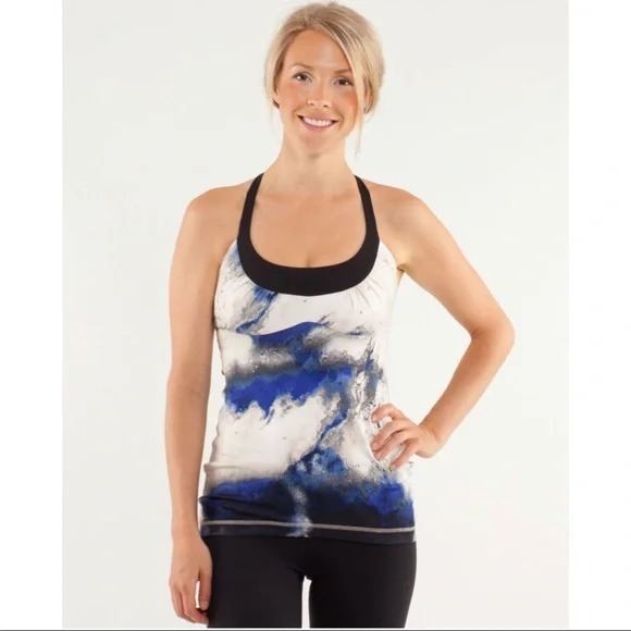 LULULEMON SCOOP ME UP TANK TOP MILKY WAY MULTI PRINT / BLACK SIZE 6 - Picture 1 of 11